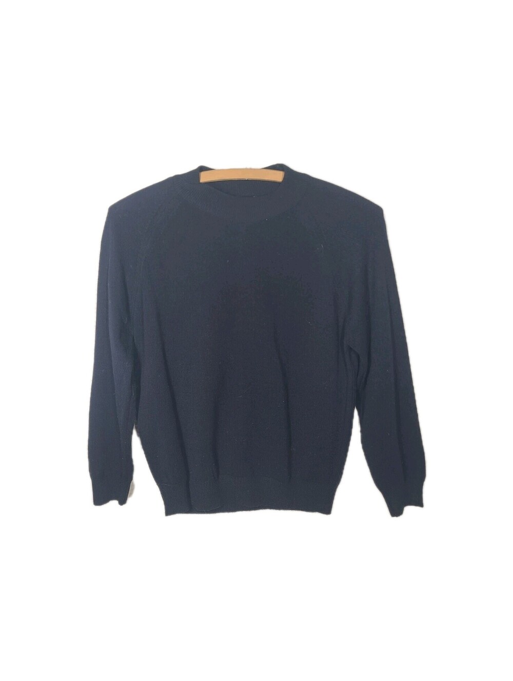 Vintage 1960s Black Crew Sweater 100% Nylon Knit Half Sleeve Carol Brent Minimal
